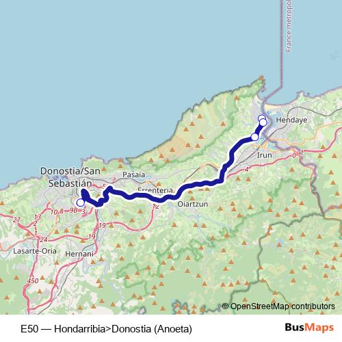 E50 bus Line Map