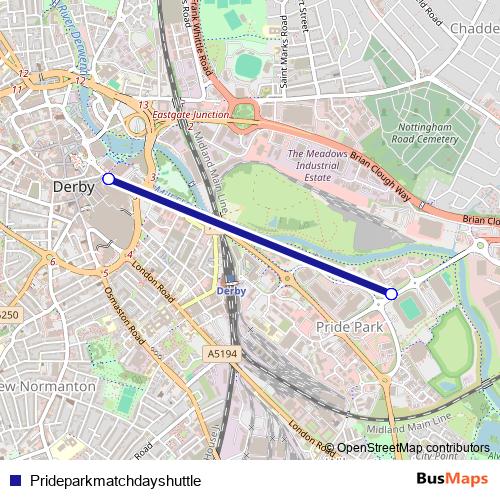 Prideparkmatchdayshuttle bus Line Map