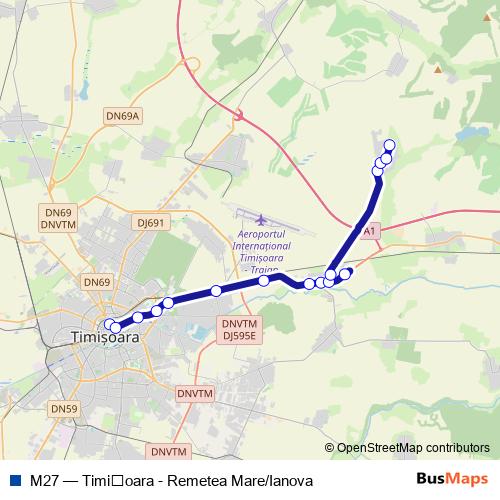 M27 bus Line Map
