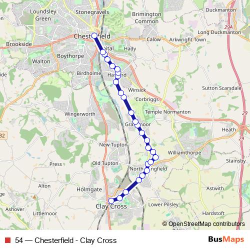 54 bus Line Map