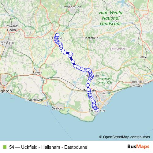 54 bus Line Map