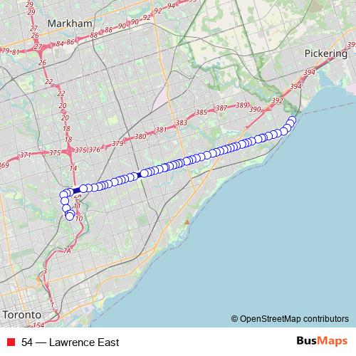 54 bus Line Map