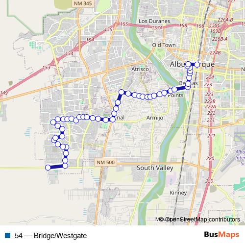 54 bus Line Map