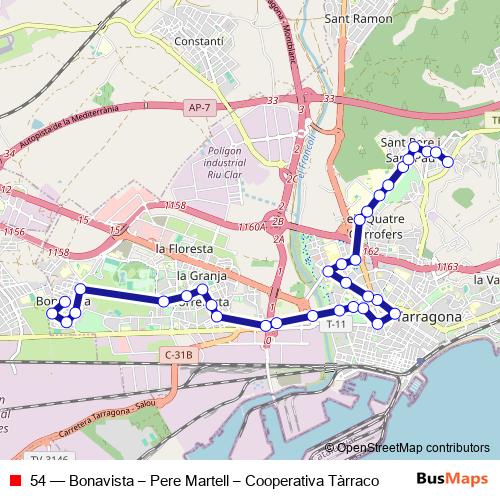 54 bus Line Map