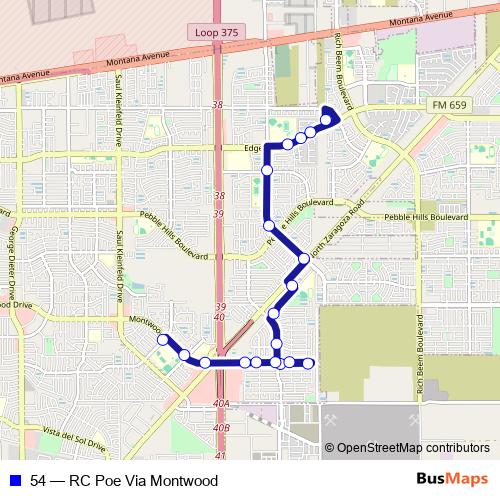 54 bus Line Map