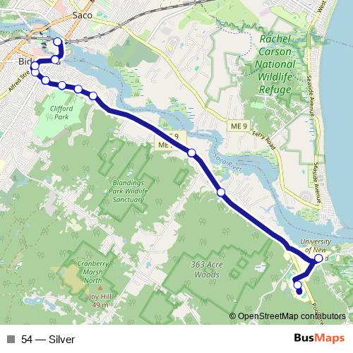 54 bus Line Map