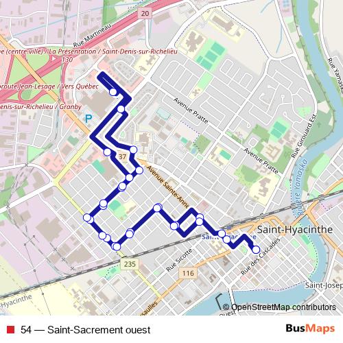 54 bus Line Map