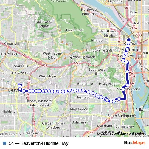 54 bus Line Map