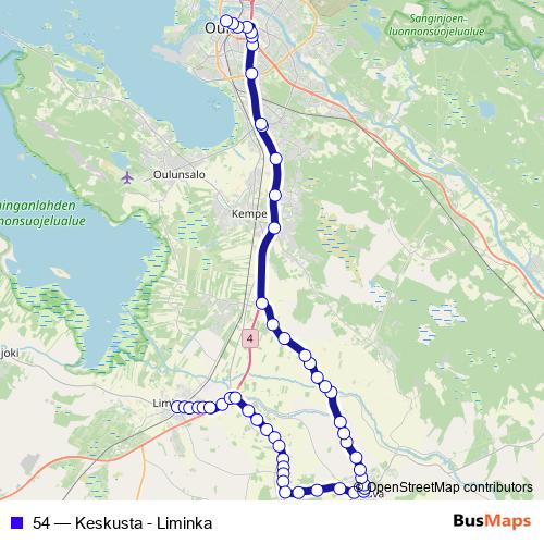 54 bus Line Map