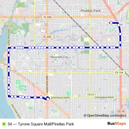 54 bus Line Map
