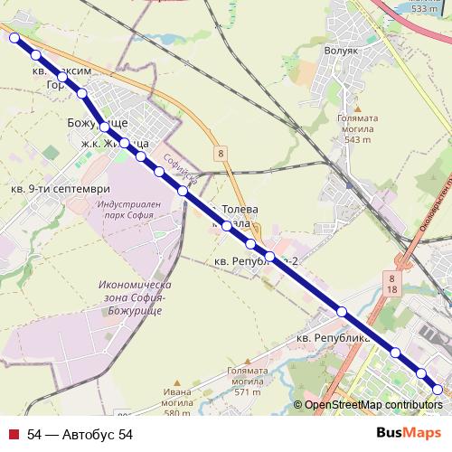 54 bus Line Map