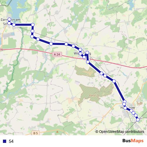 54 bus Line Map