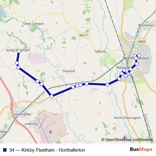 54 bus Line Map