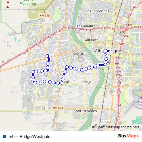 54 bus Line Map
