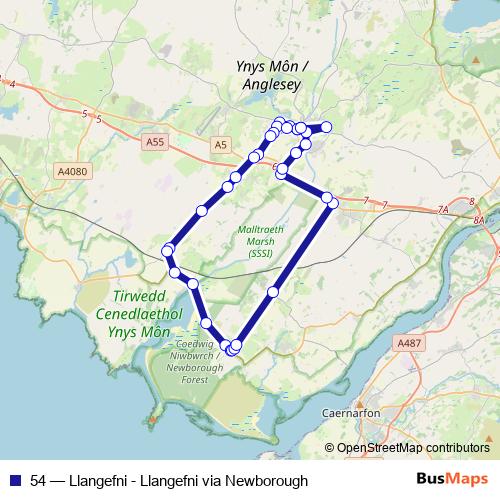 54 bus Line Map