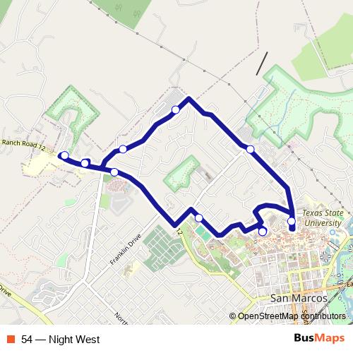 54 bus Line Map