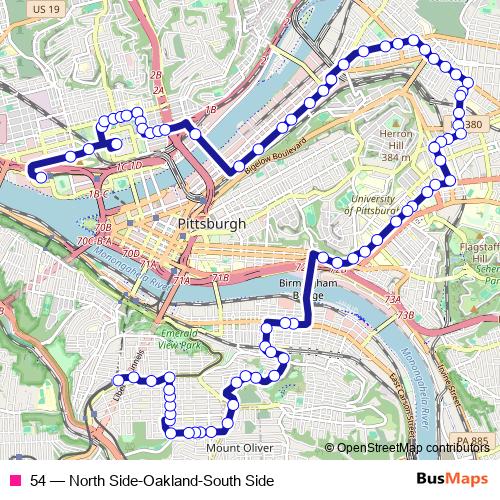 54 bus Line Map