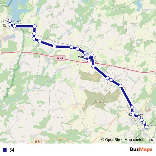 54 bus Line Map