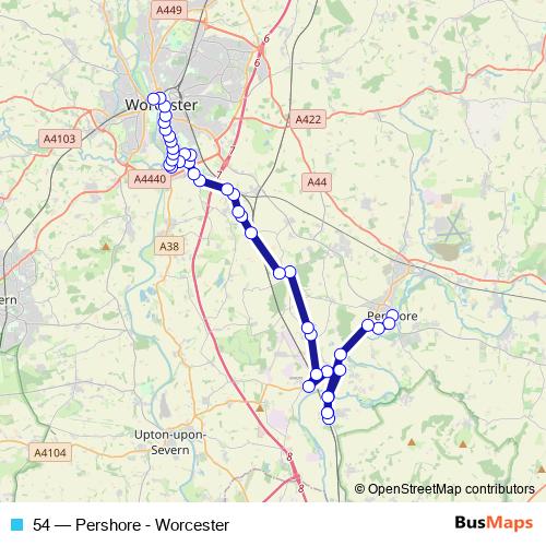 54 bus Line Map