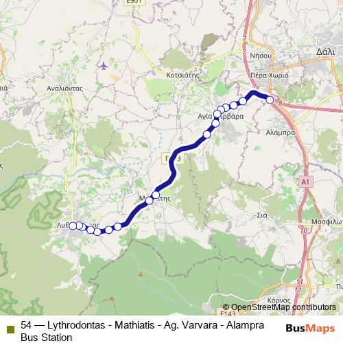 54 bus Line Map