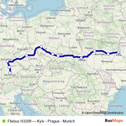 Flixbus N3209 bus Line Map