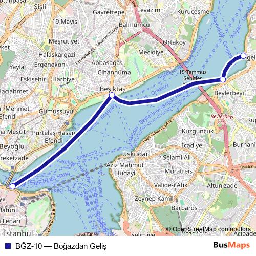 BĞZ-10 ferry Line Map