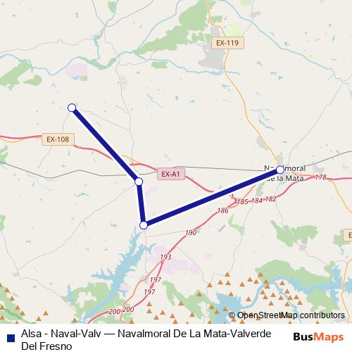 Alsa - Naval-Valv bus Line Map