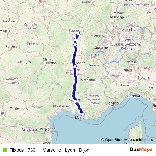 Flixbus 1730 bus Line Map