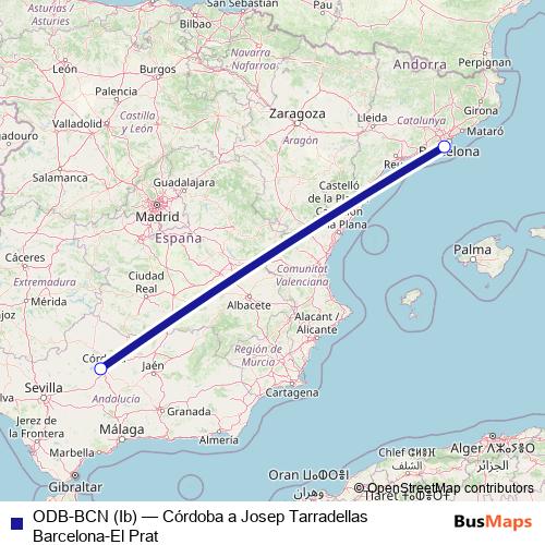 ODB-BCN (Ib) air Line Map