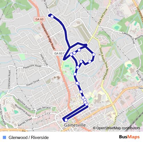 Glenwood / Riverside bus Line Map