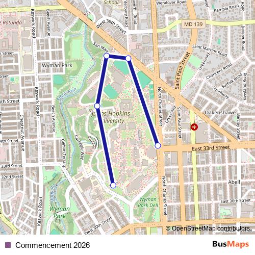 Commencement 2026 bus Line Map