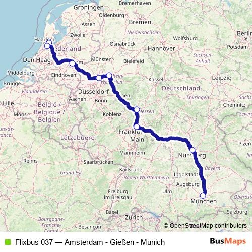 Flixbus 037 bus Line Map