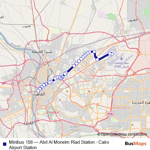 Minibus 158 bus Line Map
