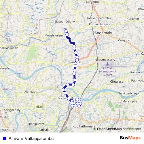 Aluva ↔ Vattapparambu bus Line Map