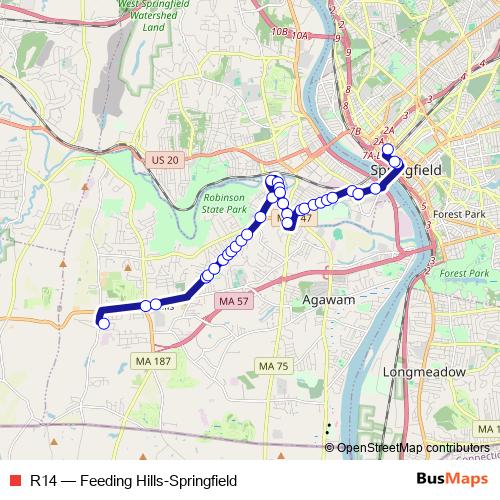 R14 bus Line Map