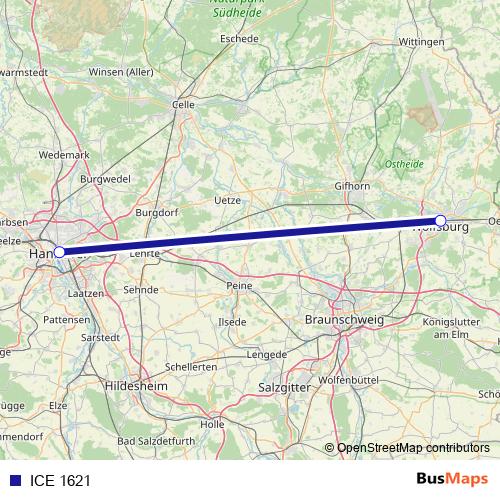 ICE 1621 rail Line Map