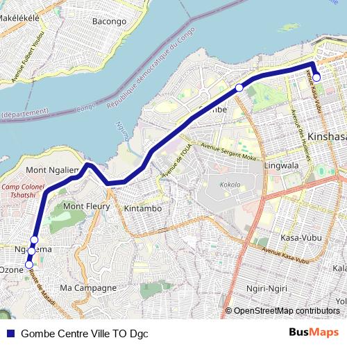 Gombe Centre Ville TO Dgc bus Line Map