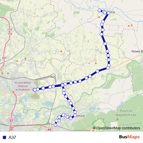 A37 bus Line Map