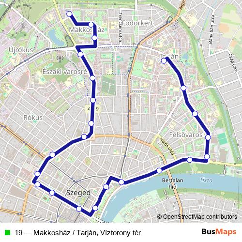 19 trolleybus Line Map