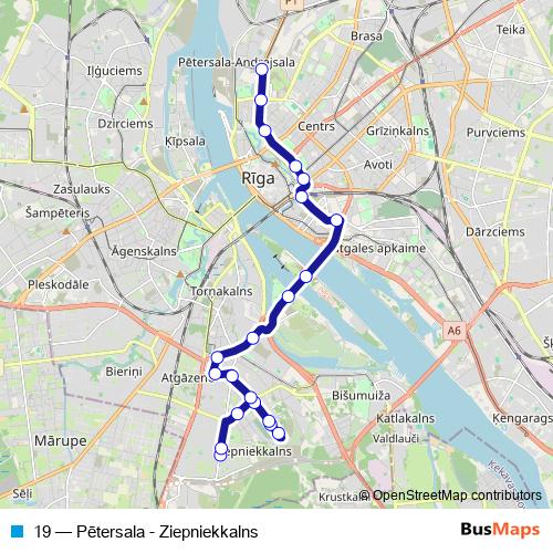 19 trolleybus Line Map
