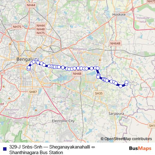 329-J Snbs-Snh bus Line Map