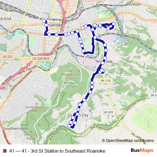 41 bus Line Map