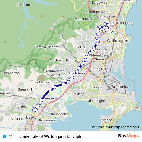 41 bus Line Map
