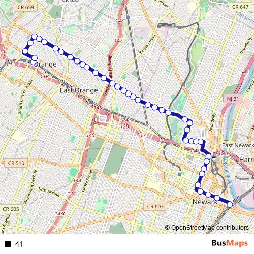 41 bus Line Map
