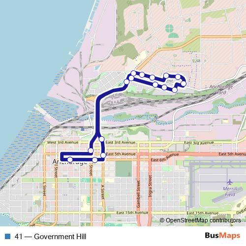 41 bus Line Map