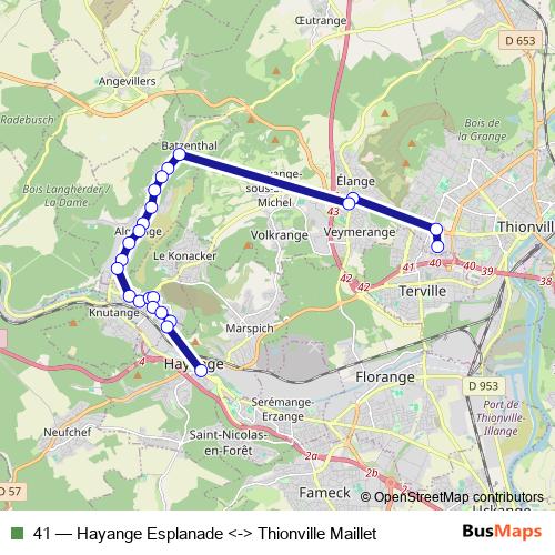41 bus Line Map