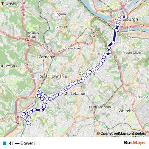 41 bus Line Map