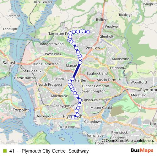 41 bus Line Map