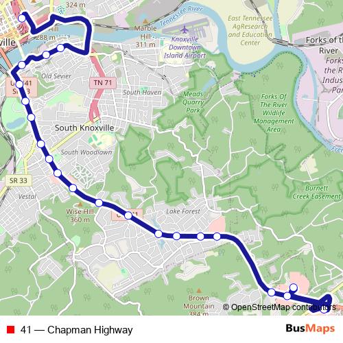 41 bus Line Map