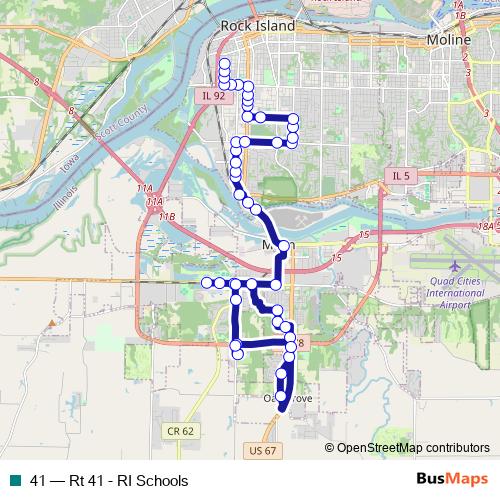 41 bus Line Map